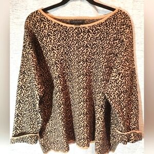 Tahari  2XL Leopard Print 3/4 Sleeve Stretch Knit Cuffed Sleeves